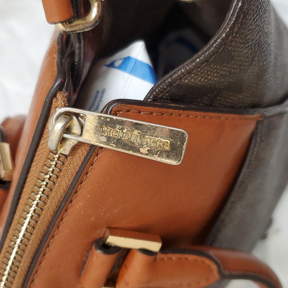 Michael Kors Two-Tone Satchel in Brown and Tan With Dust Bag - Picture 7 of 16